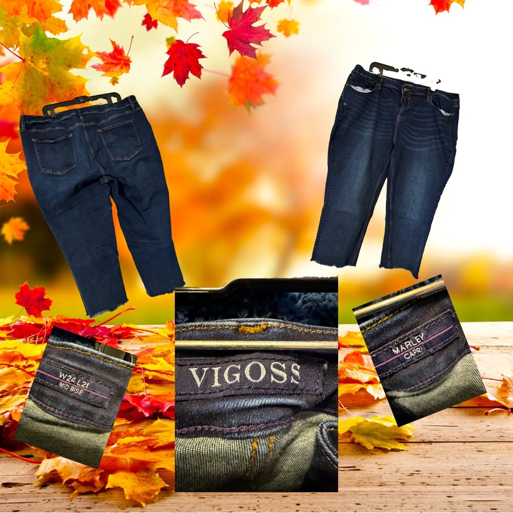 Vigoss -Marley/mid-rise/frayed/capri jeans.At 5'1" hit right at my ankle.W24/L21